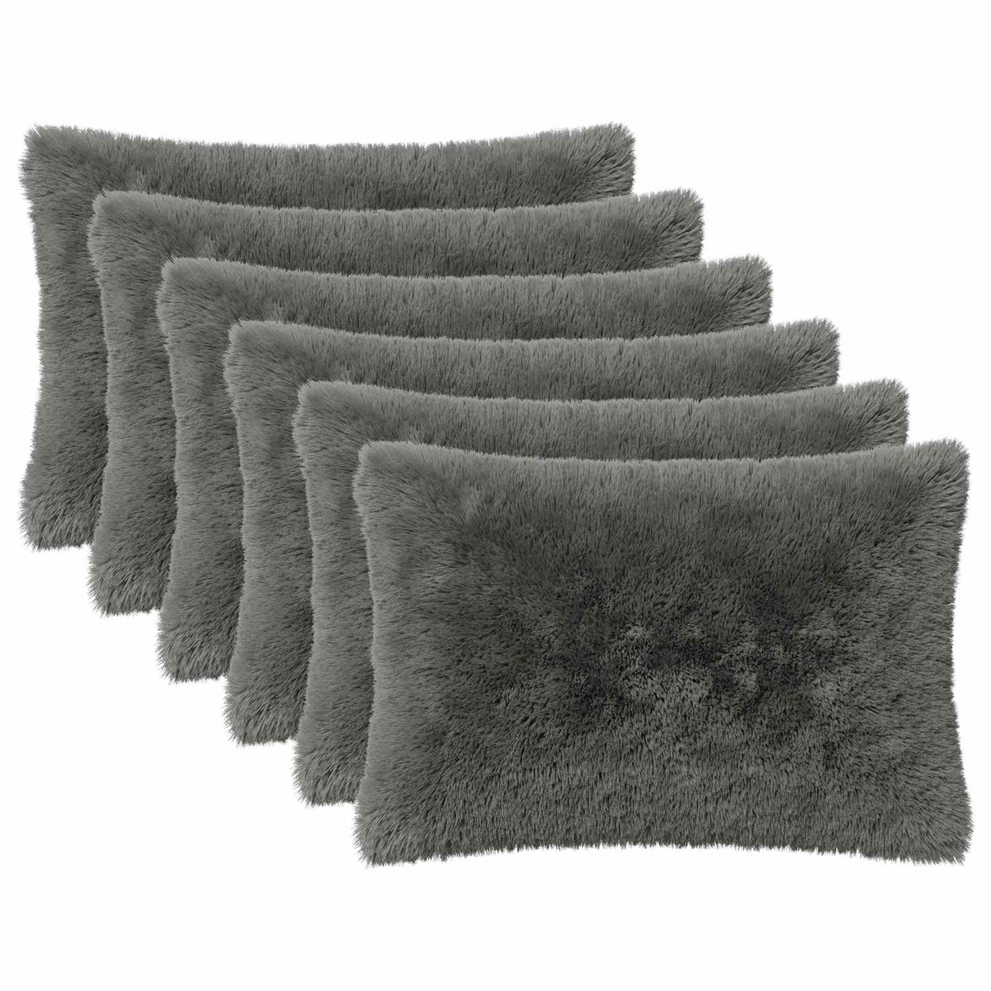 Cushion Cover 6 pcs HEERLEN Light Grey 40 x 60 cm PV Fleece