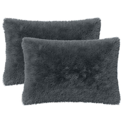 Cushion Cover 2 pcs HEERLEN Anthracite 40 x 60 cm PV Fleece