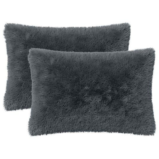 Cushion Cover 2 pcs HEERLEN Anthracite 40 x 60 cm PV Fleece