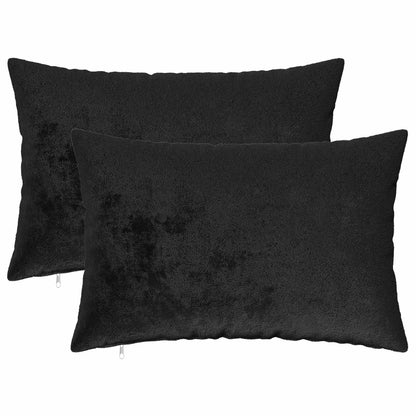 Cushion Cover 2 pcs HEERLEN Black 40 x 60 cm Flannel