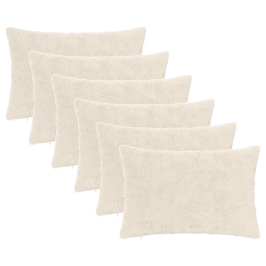 Cushion Cover 6 pcs HEERLEN White 40 x 60 cm Faux Rabbit Fur