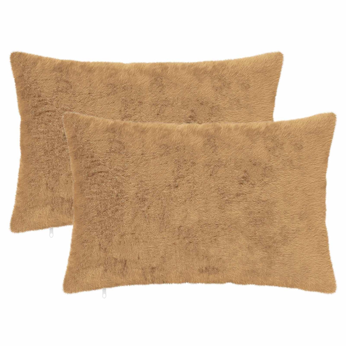 Cushion Cover 2 pcs HEERLEN Taupe 40 x 60 cm Faux Rabbit Fur