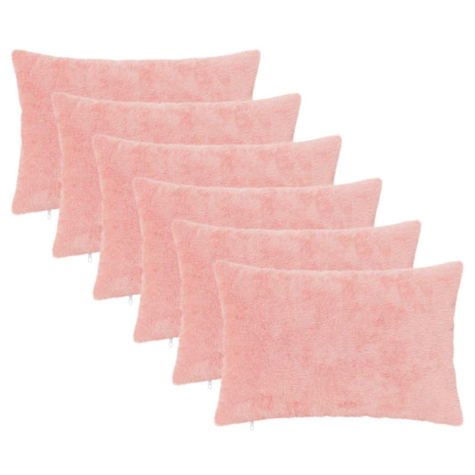 Cushion Cover 6 pcs HEERLEN Pink 40 x 60 cm Faux Rabbit Fur