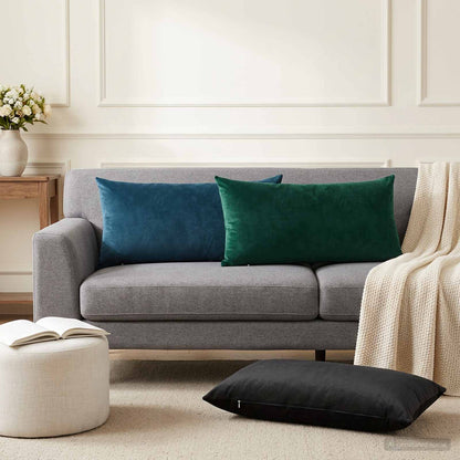 Cushion Cover 2 pcs HEERLEN Dark Green 40 x 70 cm Velvet