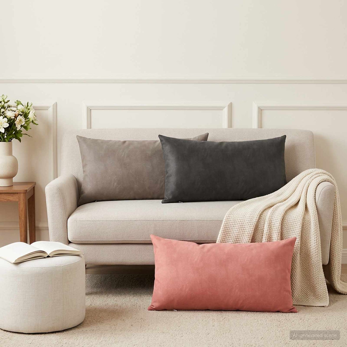 Cushion Cover 6 pcs HEERLEN Light Grey 40 x 70 cm Velvet