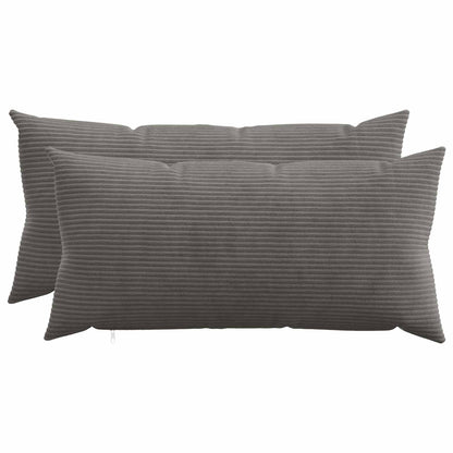 Cushion Cover 2 pcs HEERLEN Dark Grey 40 x 70 cm Corduroy