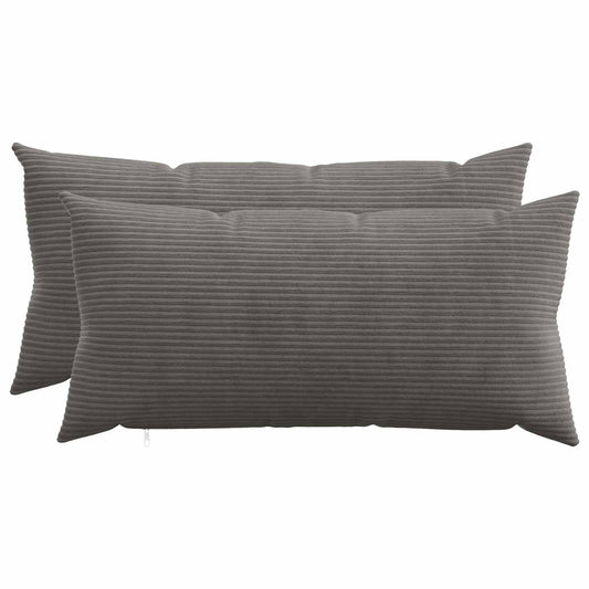 Cushion Cover 2 pcs HEERLEN Dark Grey 40 x 70 cm Corduroy