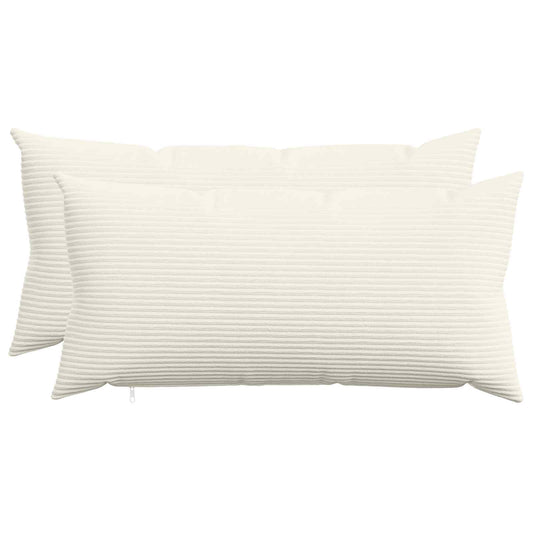 Cushion Cover 2 pcs HEERLEN Cream 40 x 70 cm Corduroy