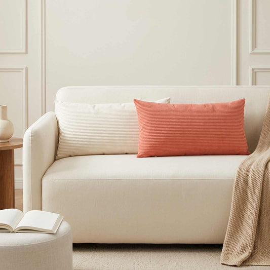 Cushion Cover 6 pcs HEERLEN Cream 40 x 70 cm Corduroy