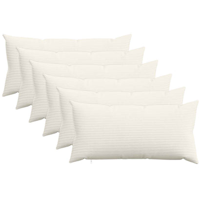 Cushion Cover 6 pcs HEERLEN Cream 40 x 70 cm Corduroy