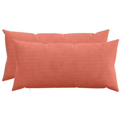 Cushion Cover 2 pcs HEERLEN Red Orange 40 x 70 cm Corduroy
