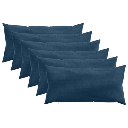 Cushion Cover 6 pcs HEERLEN Navy Blue 40 x 70 cm Corduroy