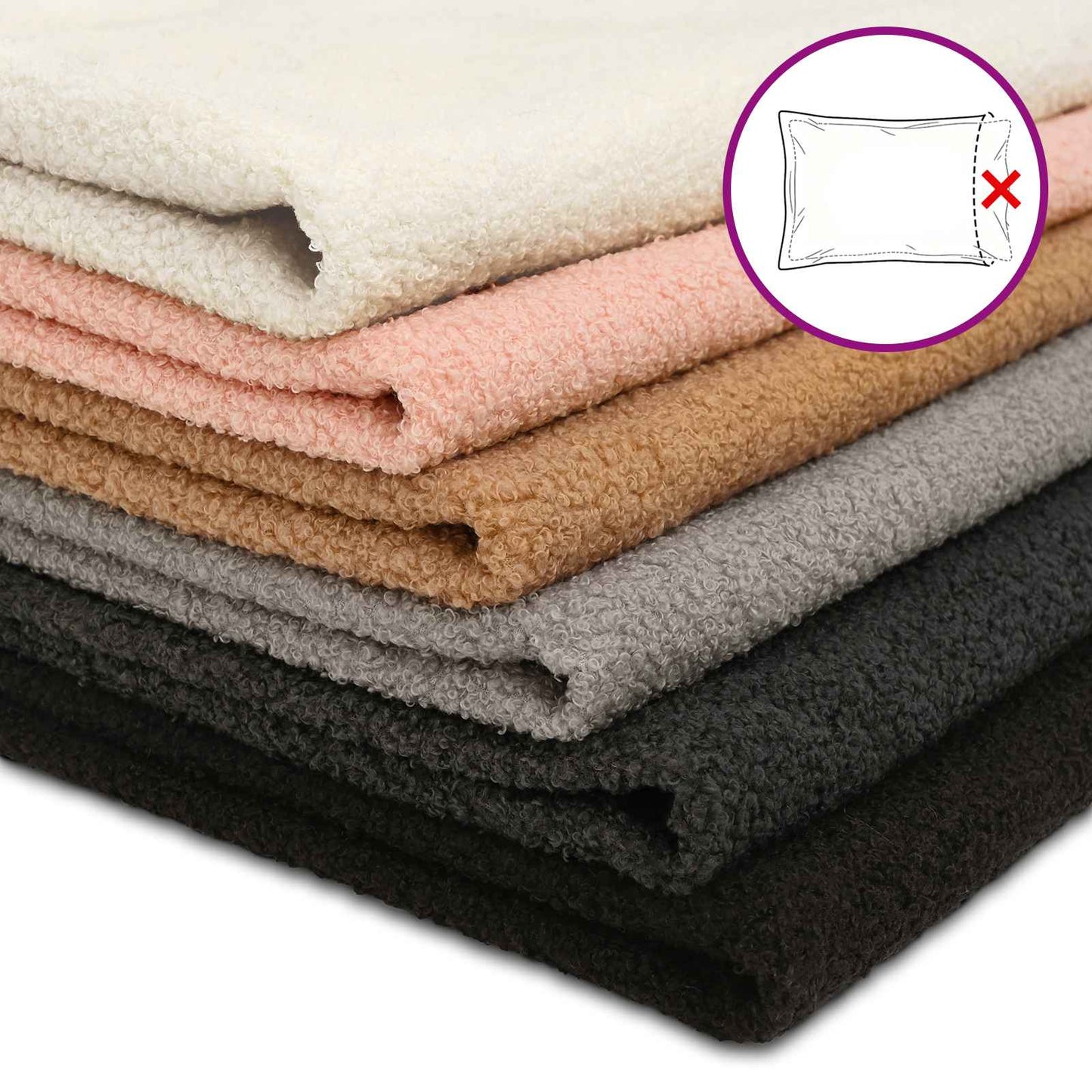Cushion Cover 6 pcs HEERLEN Light Grey 40 x 70 cm Bouclé