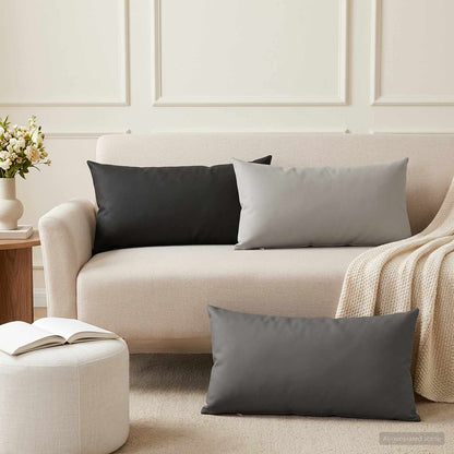 Cushion Cover 12 pcs HEERLEN Grey 40 x 80 cm Polyester