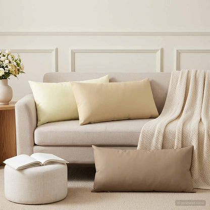 Cushion Cover 6 pcs HEERLEN Cream 40 x 80 cm Polyester