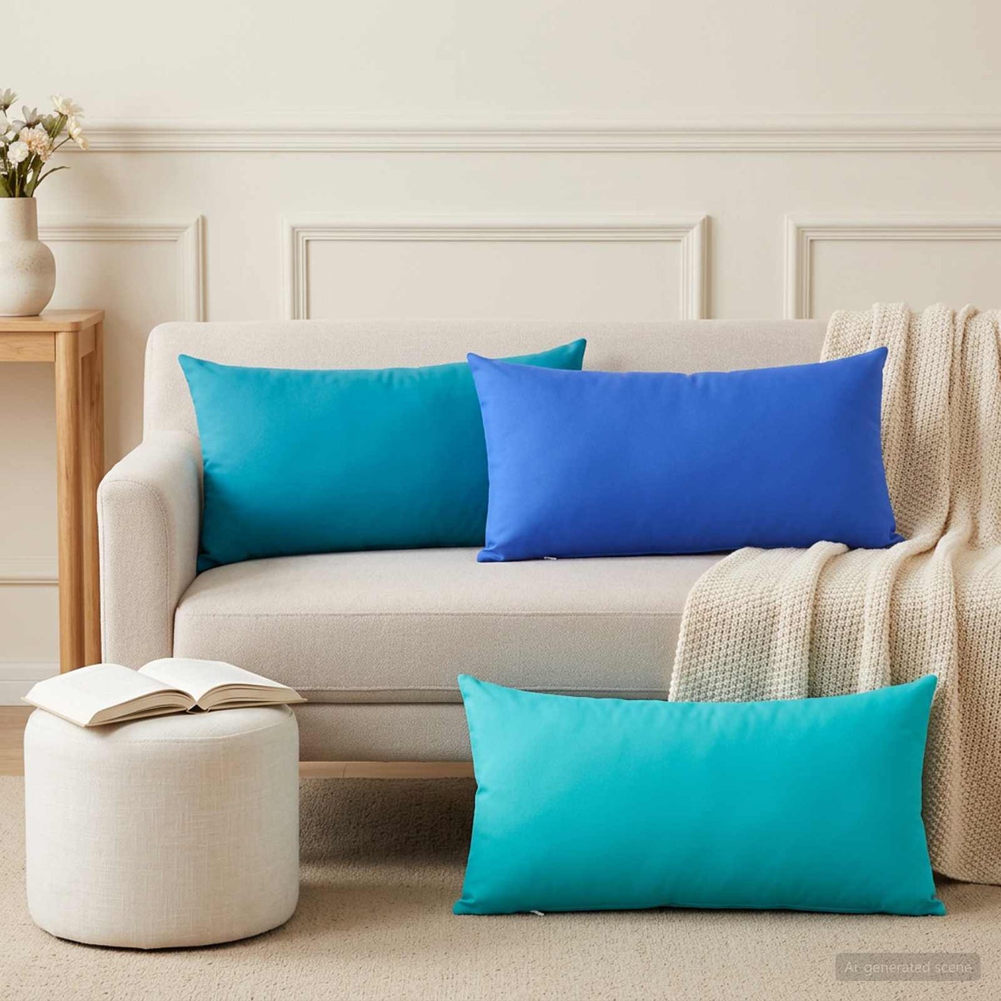 Cushion Cover 6 pcs HEERLEN Turquoise 40 x 70 cm Polyester