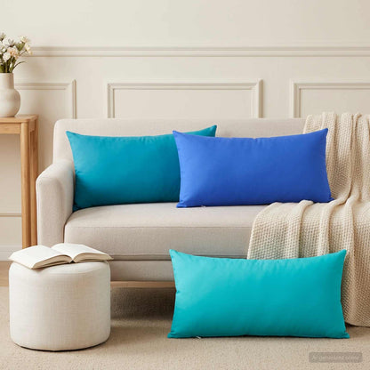 Cushion Cover 6 pcs HEERLEN Turquoise 40 x 70 cm Polyester