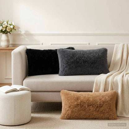 Cushion Cover 2 pcs HEERLEN Taupe 40 x 80 cm PV Fleece