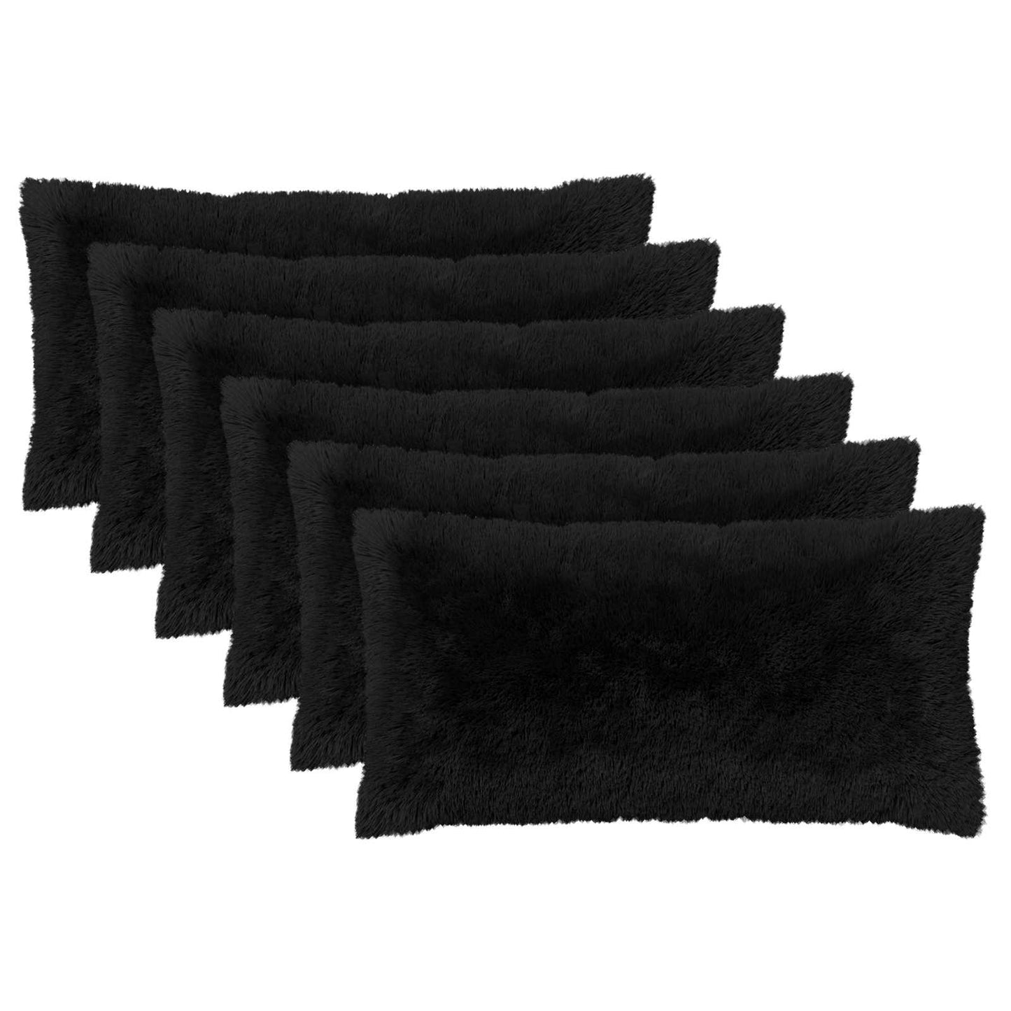 Cushion Cover 6 pcs HEERLEN Black 40 x 70 cm PV Fleece