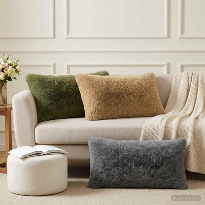 Cushion Cover 12 pcs HEERLEN Light Grey 40 x 80 cm PV Fleece