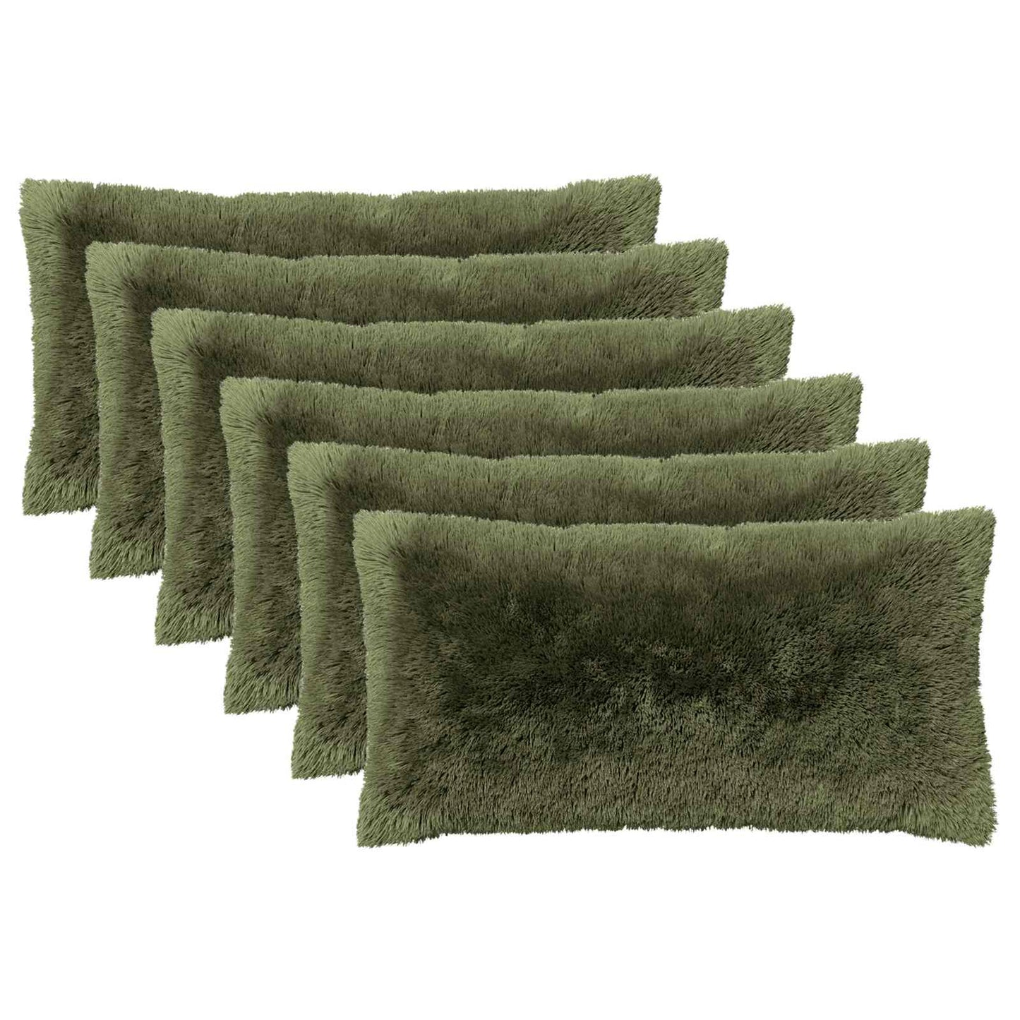 Cushion Cover 6 pcs HEERLEN Green 40 x 70 cm PV Fleece