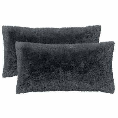 Cushion Cover 2 pcs HEERLEN Anthracite 40 x 70 cm PV Fleece