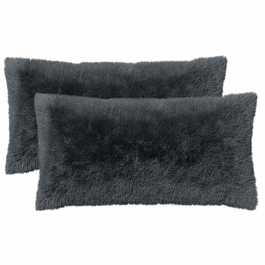Cushion Cover 2 pcs HEERLEN Anthracite 40 x 70 cm PV Fleece