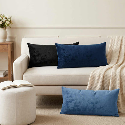 Cushion Cover 2 pcs HEERLEN Navy Blue 40 x 80 cm Flannel
