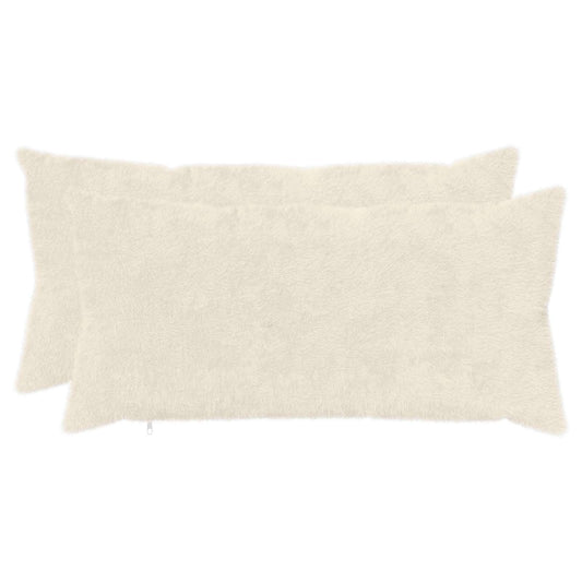 Cushion Cover 2 pcs HEERLEN White 40 x 70 cm Faux Rabbit Fur