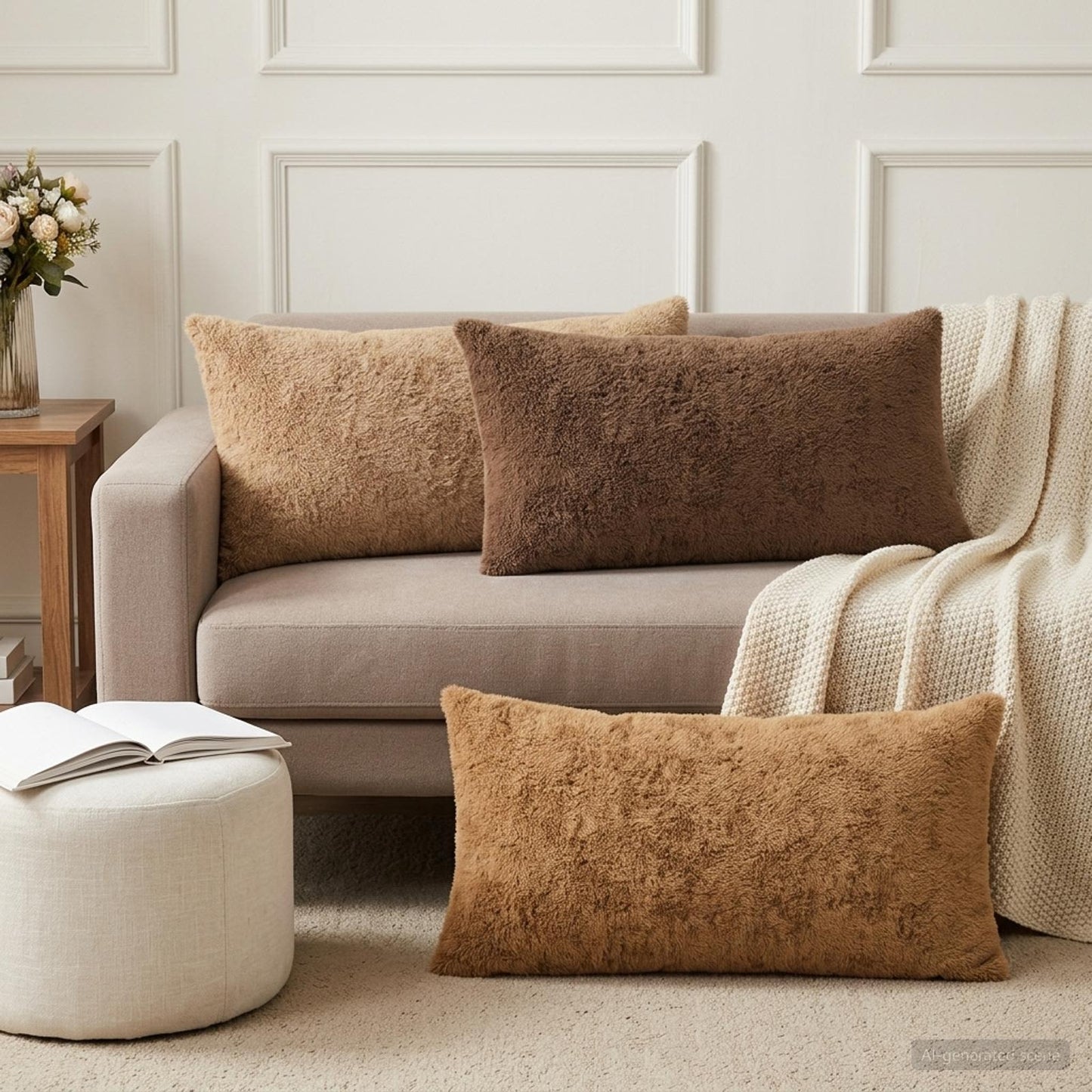 Cushion Cover 2 pcs HEERLEN Light Brown 40 x 70 cm