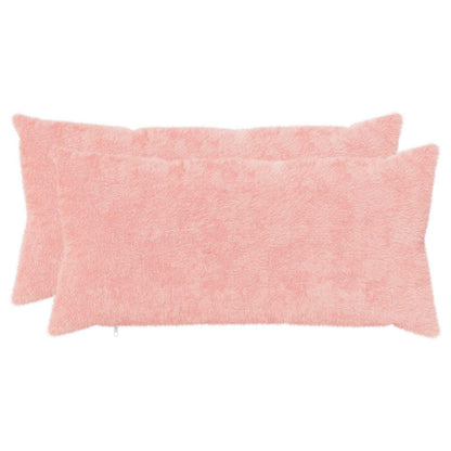 Cushion Cover 2 pcs HEERLEN Pink 40 x 70 cm Faux Rabbit Fur