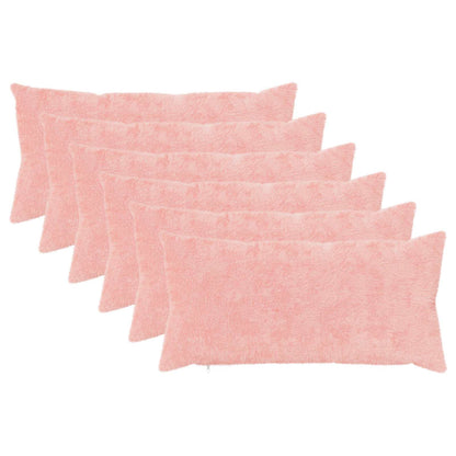 Cushion Cover 6 pcs HEERLEN Pink 40 x 70 cm Faux Rabbit Fur