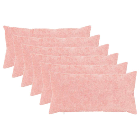Cushion Cover 6 pcs HEERLEN Pink 40 x 70 cm Faux Rabbit Fur