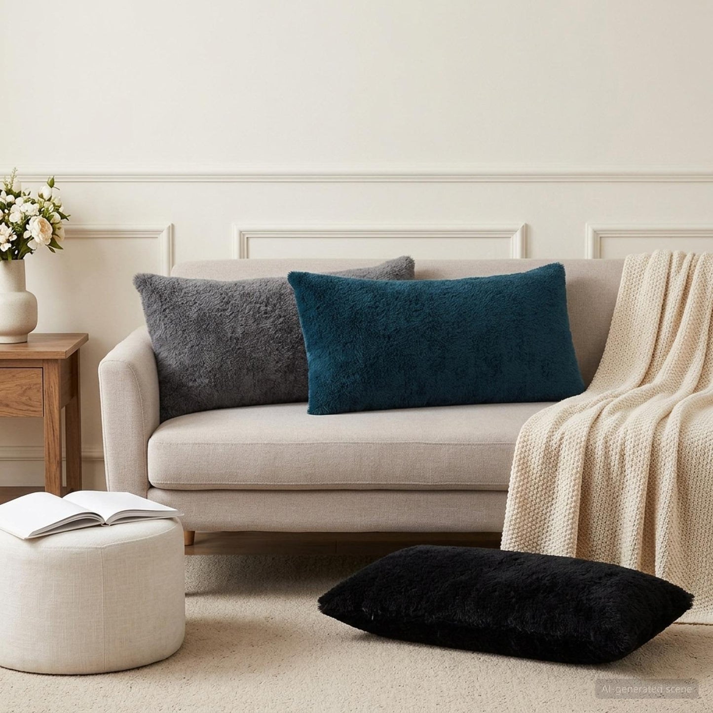 Cushion Cover 6 pcs HEERLEN Navy Blue 40 x 80 cm