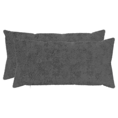 Cushion Cover 2 pcs HEERLEN Dark Grey 40 x 70 cm
