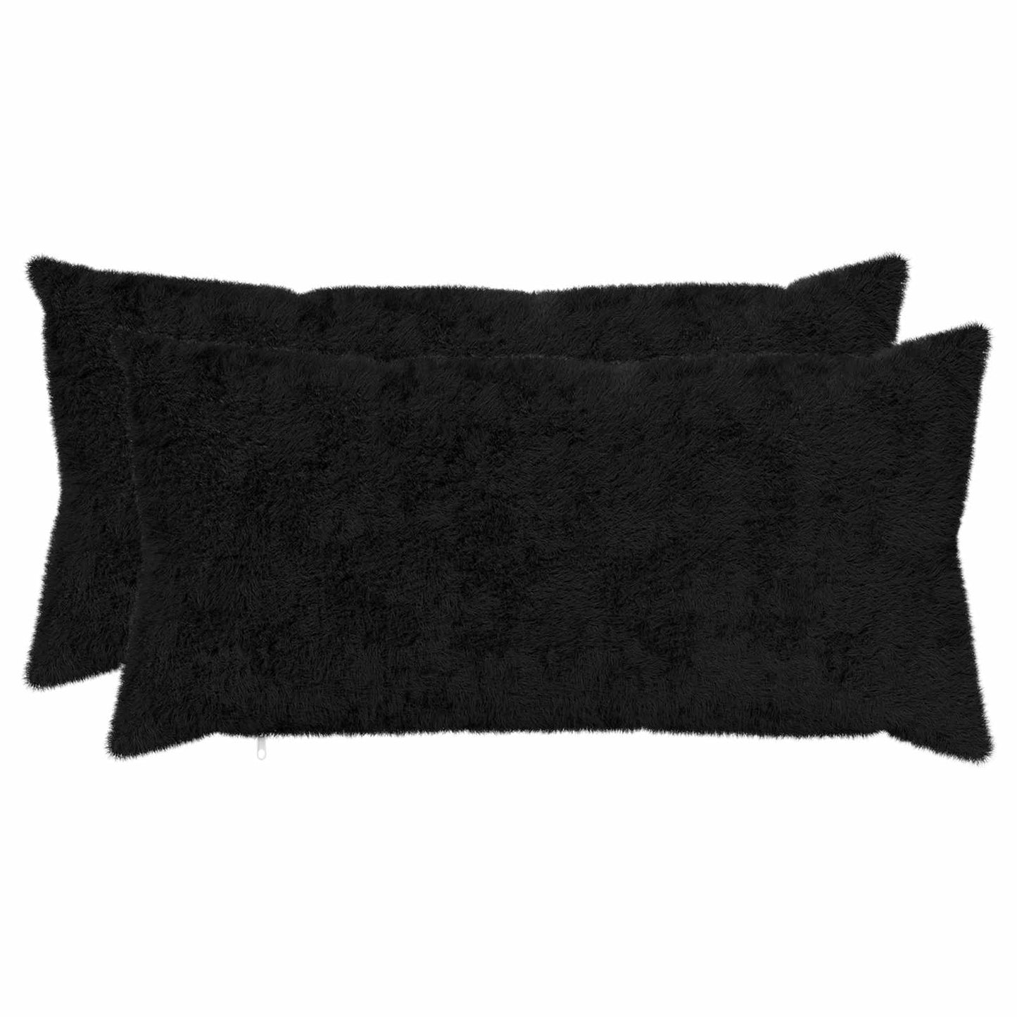 Cushion Cover 2 pcs HEERLEN Black 40 x 70 cm Faux Rabbit Fur