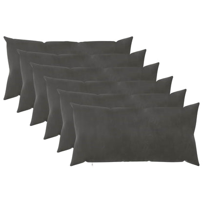 Cushion Cover 6 pcs HEERLEN Dark Grey 40 x 80 cm Velvet
