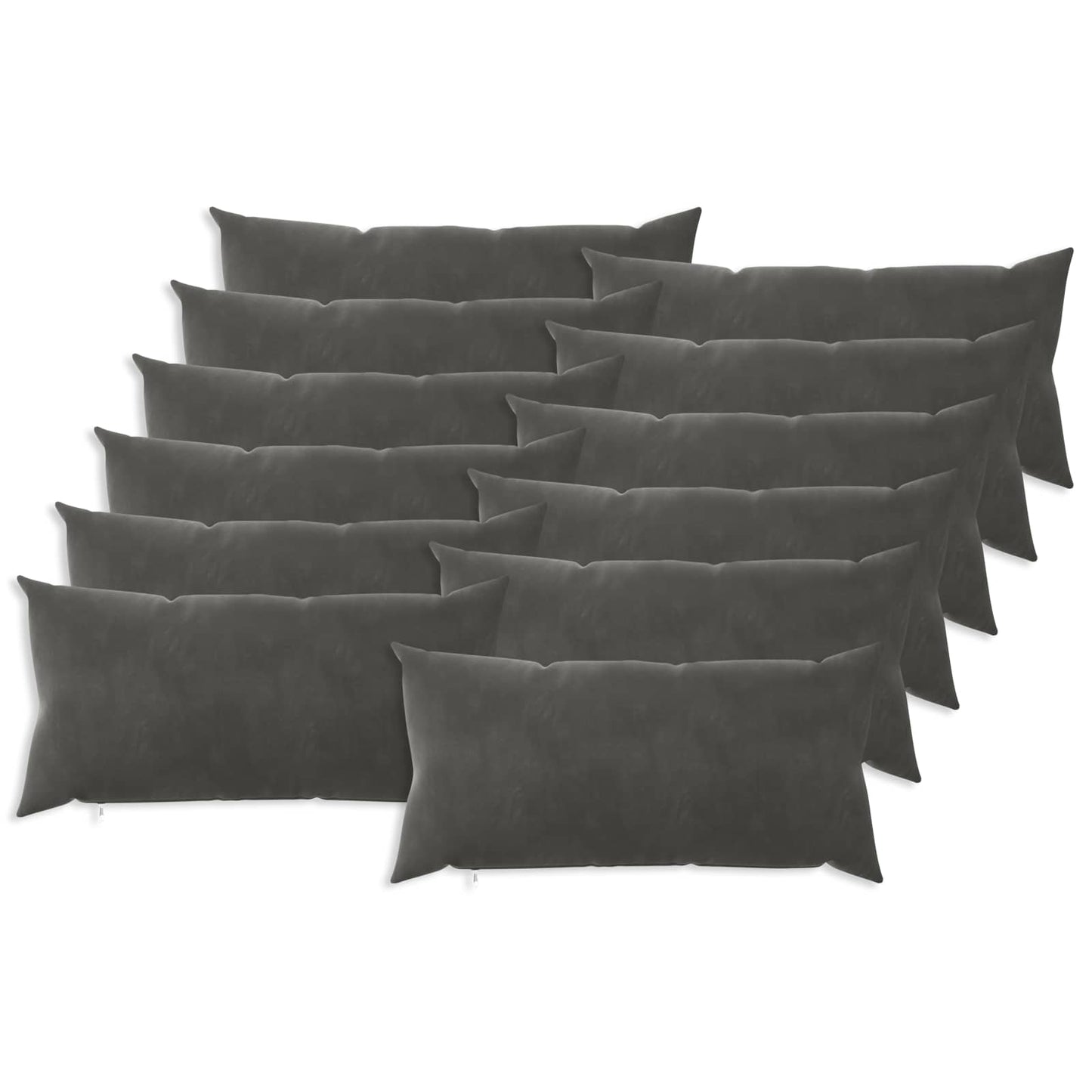 Cushion Cover 12 pcs HEERLEN Dark Grey 40 x 80 cm Velvet