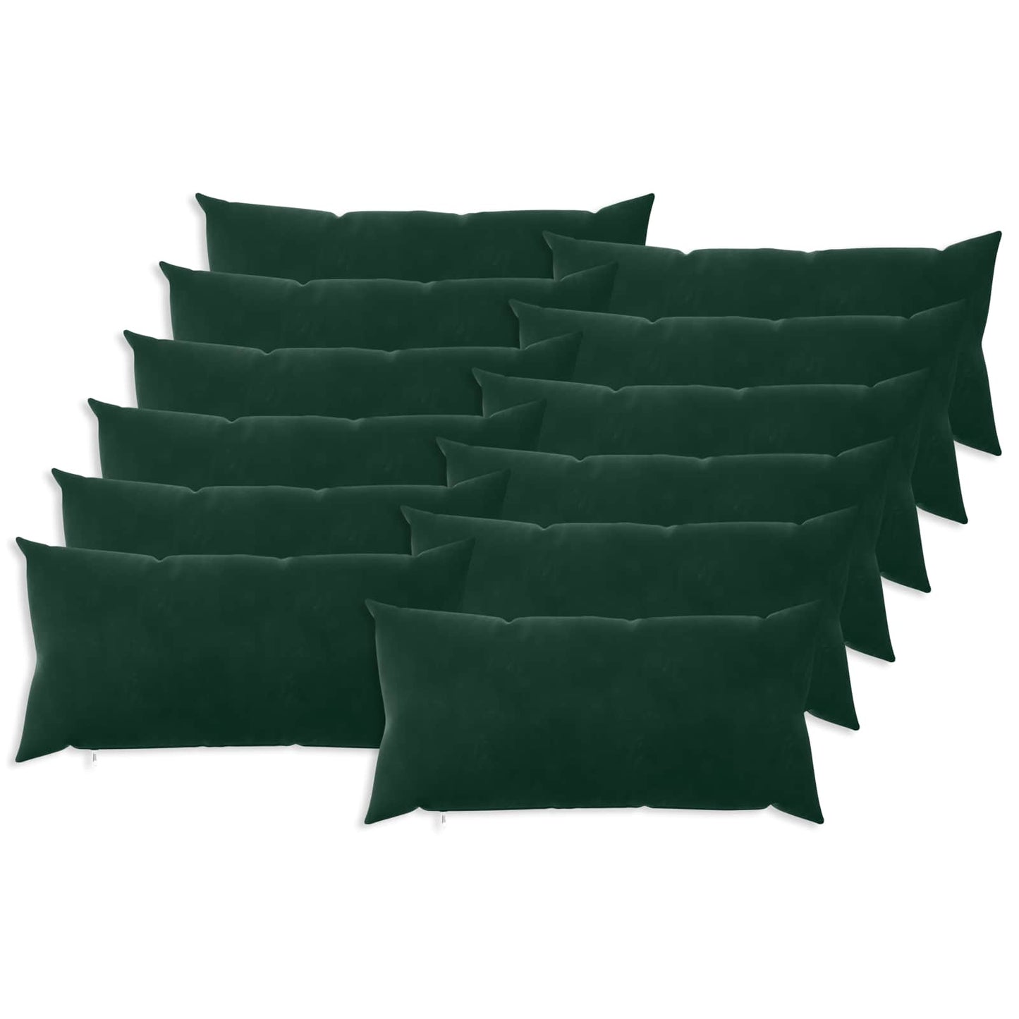 Cushion Cover 12 pcs HEERLEN Dark Green 40 x 80 cm Velvet