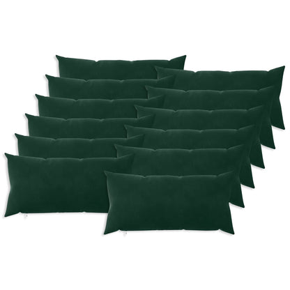 Cushion Cover 12 pcs HEERLEN Dark Green 40 x 80 cm Velvet