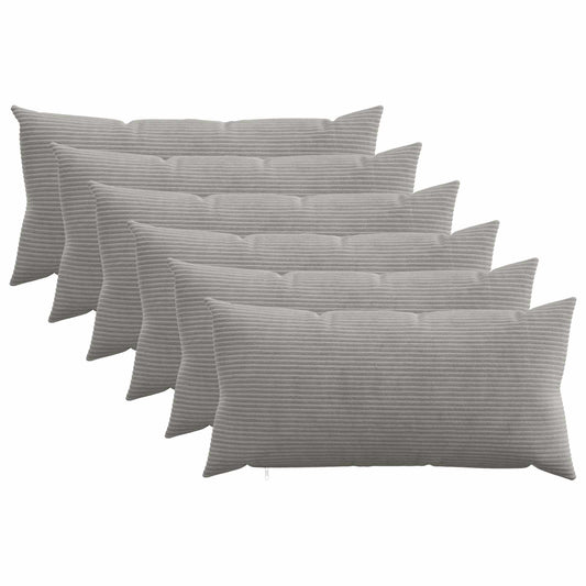 Cushion Cover 6 pcs HEERLEN Light Grey 40 x 80 cm Corduroy