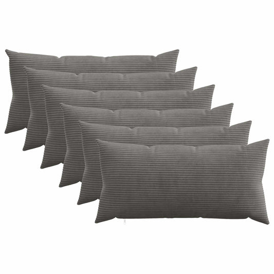 Cushion Cover 6 pcs HEERLEN Dark Grey 40 x 80 cm Corduroy