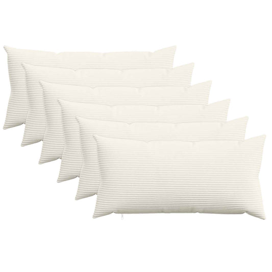 Cushion Cover 6 pcs HEERLEN Cream 40 x 80 cm Corduroy
