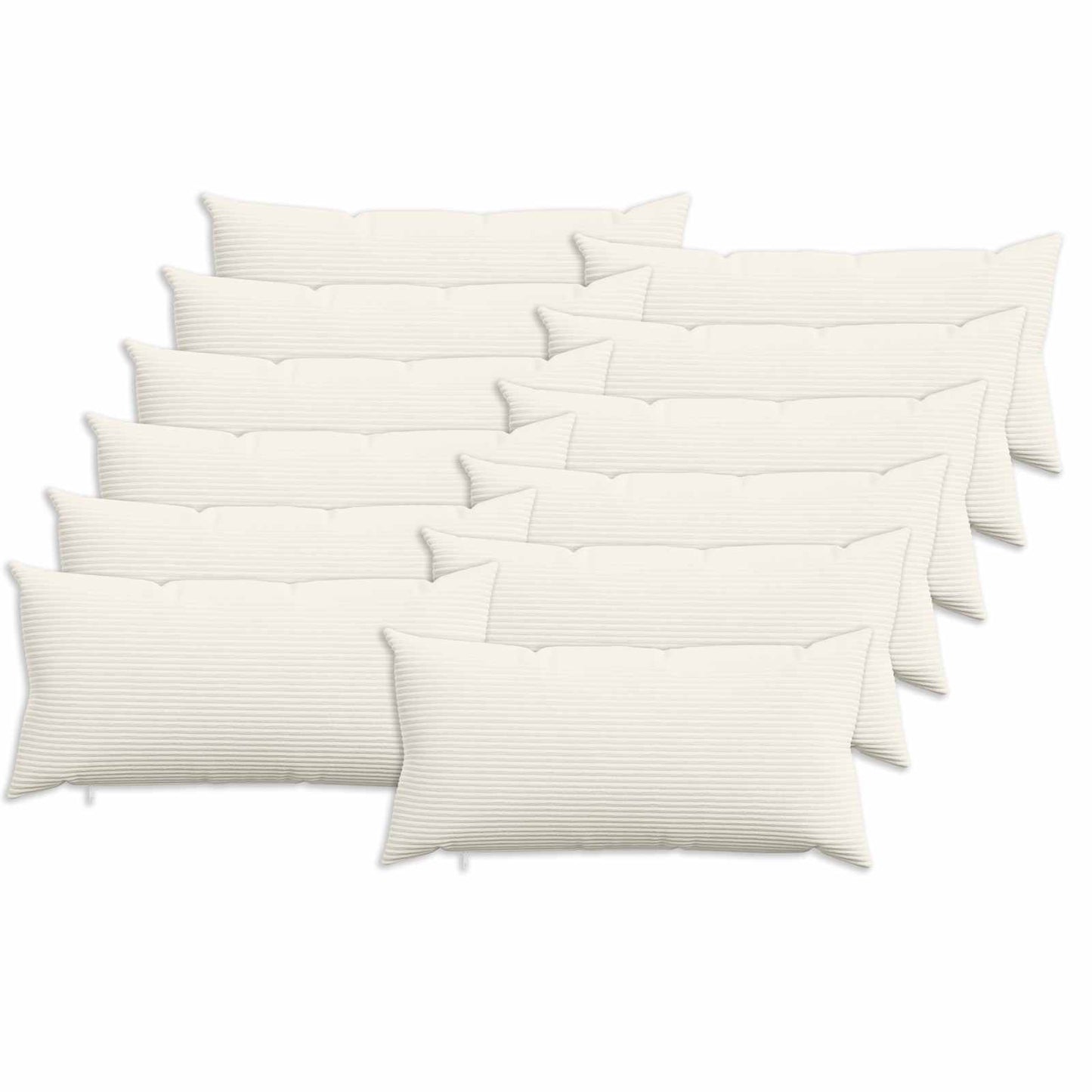 Cushion Cover 12 pcs HEERLEN Cream 40 x 80 cm Corduroy