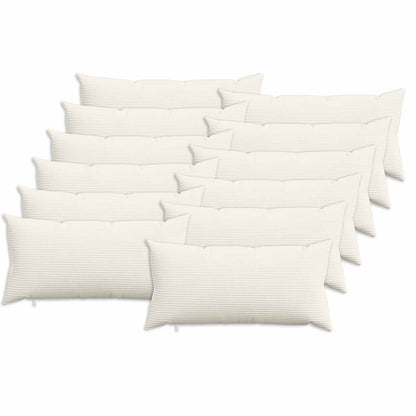 Cushion Cover 12 pcs HEERLEN Cream 40 x 80 cm Corduroy