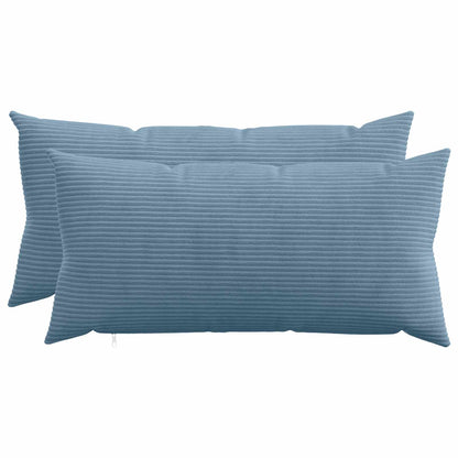 Cushion Cover 2 pcs HEERLEN Blue 40 x 80 cm Corduroy