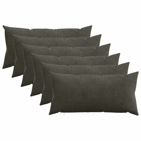 Cushion Cover 6 pcs HEERLEN Anthracite 40 x 80 cm Corduroy