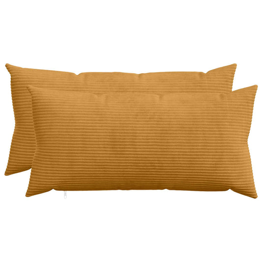 Cushion Cover 2 pcs HEERLEN Yellow 40 x 80 cm Corduroy