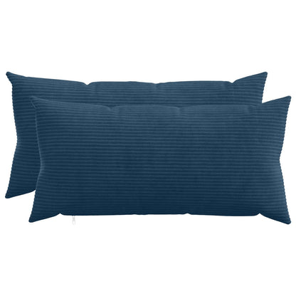 Cushion Cover 2 pcs HEERLEN Navy Blue 40 x 80 cm Corduroy