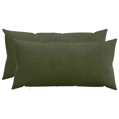 Cushion Cover 2 pcs HEERLEN Green 40 x 80 cm Corduroy
